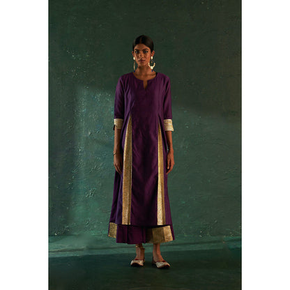 Charkhee Midas Purple Chander Kurta with Pant & Dupatta (Set of 3)