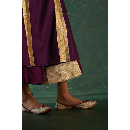 Charkhee Midas Purple Chander Kurta with Pant & Dupatta (Set of 3)