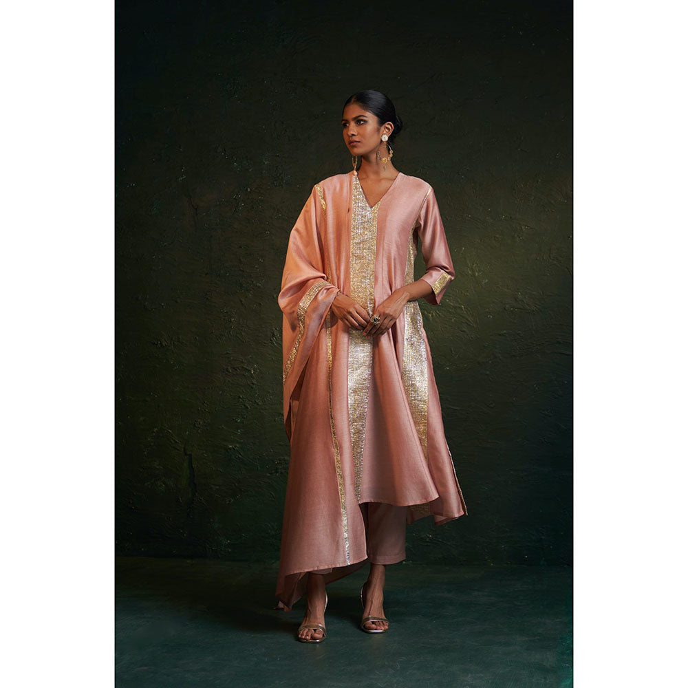Charkhee Midas Rose Pink Chander Kurta with Pant & Dupatta (Set of 3)
