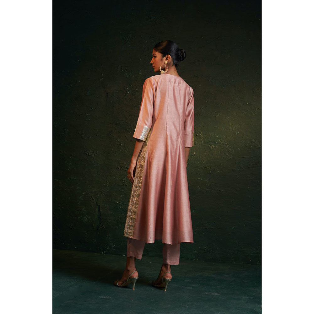 Charkhee Midas Rose Pink Chander Kurta with Pant & Dupatta (Set of 3)