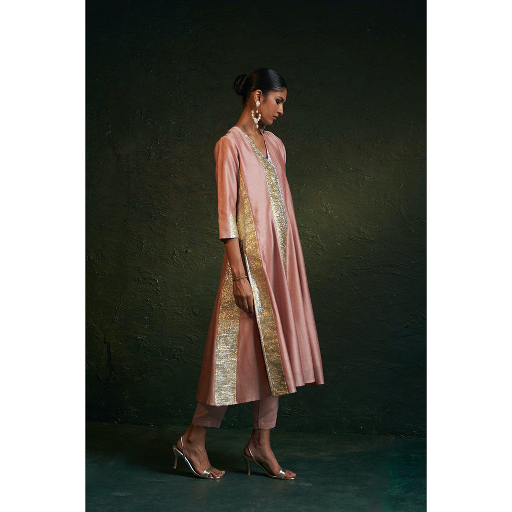 Charkhee Midas Rose Pink Chander Kurta with Pant & Dupatta (Set of 3)