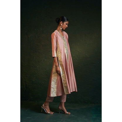 Charkhee Midas Rose Pink Chander Kurta with Pant & Dupatta (Set of 3)