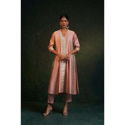 Charkhee Midas Rose Pink Chander Kurta with Pant & Dupatta (Set of 3)