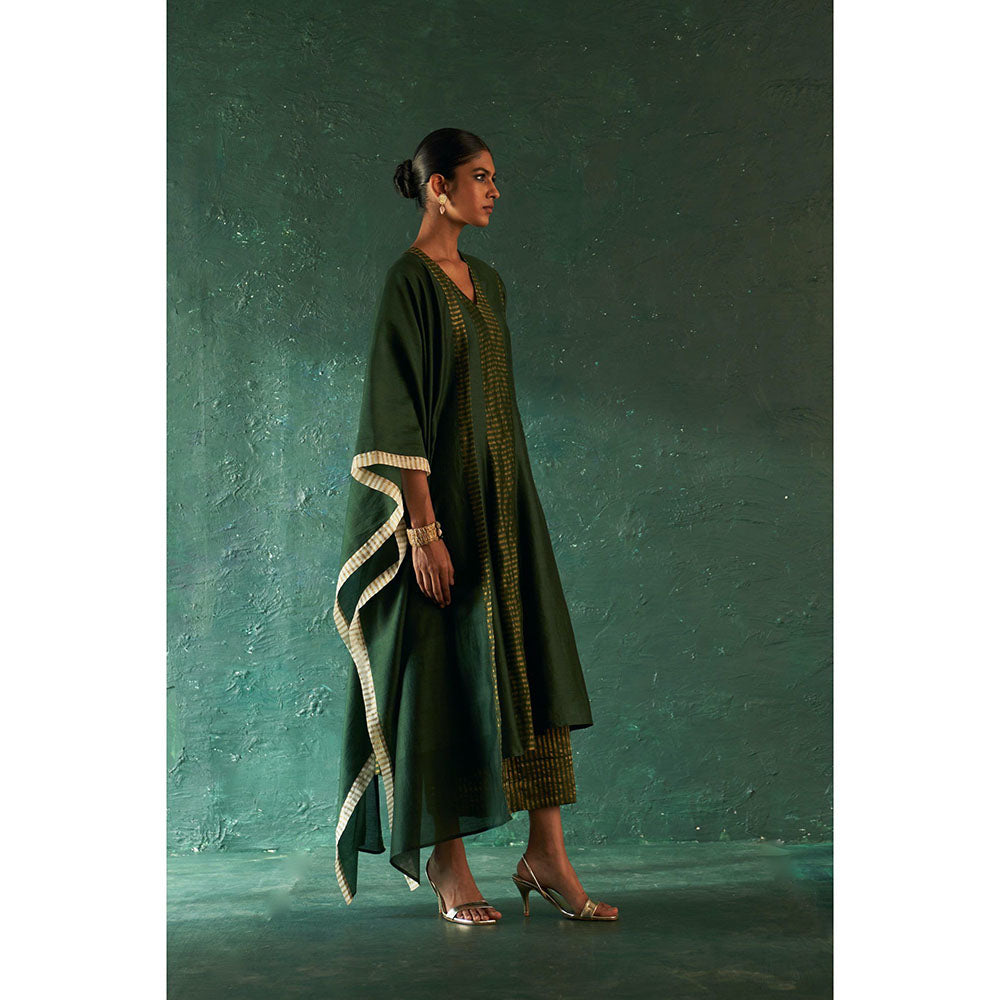 Charkhee Midas Deep Green Chander Kurta with Pant & Dupatta (Set of 3)