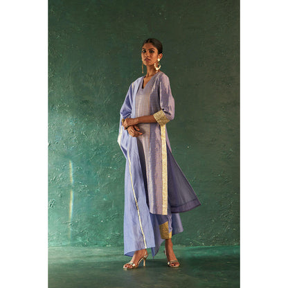 Charkhee Midas Lavender Stripes Kurta with Pant & Dupatta (Set of 3)