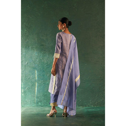 Charkhee Midas Lavender Stripes Kurta with Pant & Dupatta (Set of 3)