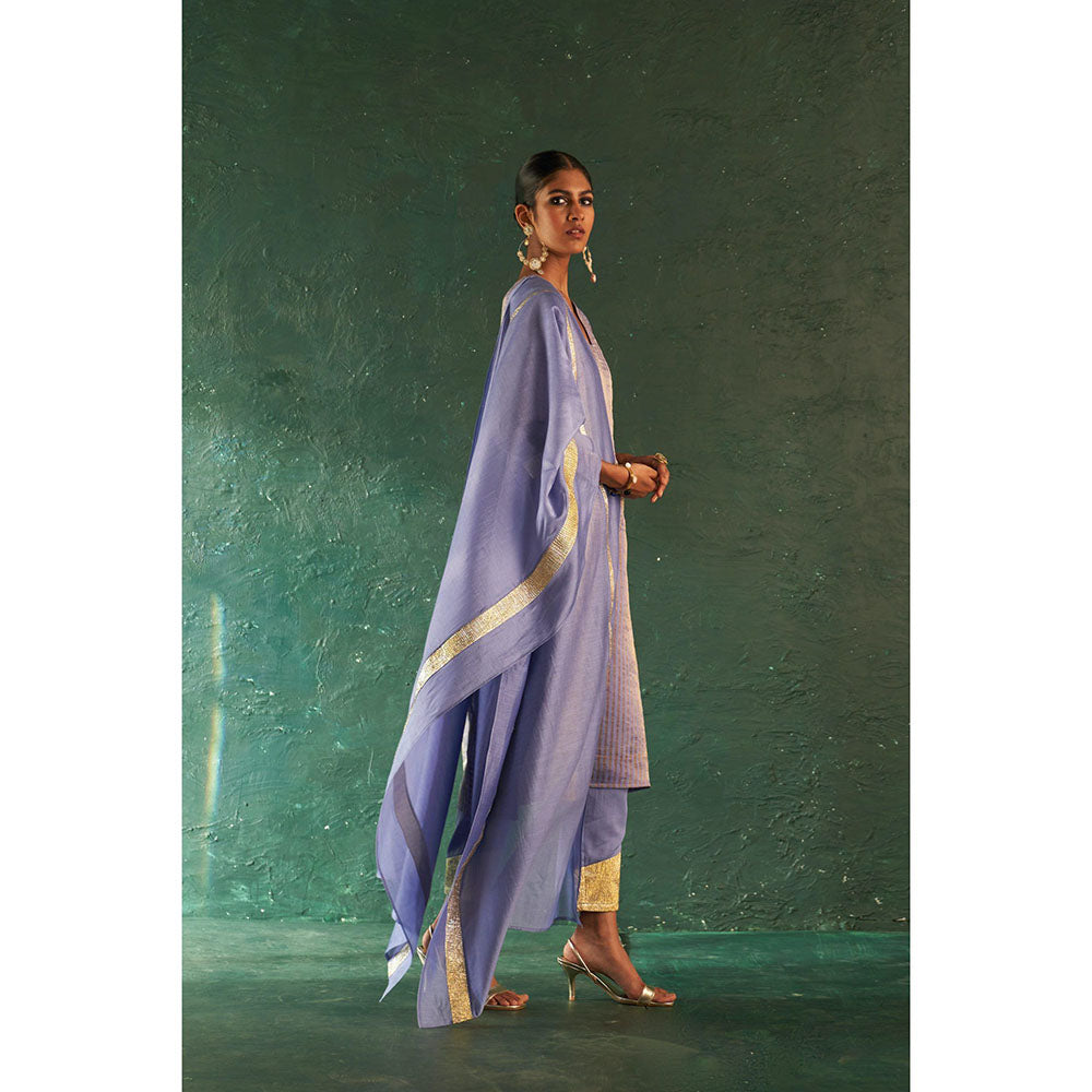 Charkhee Midas Lavender Stripes Kurta with Pant & Dupatta (Set of 3)