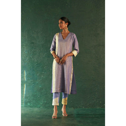 Charkhee Midas Lavender Stripes Kurta with Pant & Dupatta (Set of 3)