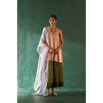 Charkhee Midas Tissue Stripes Palazzo Kurta With Dupatta (Set of 3)