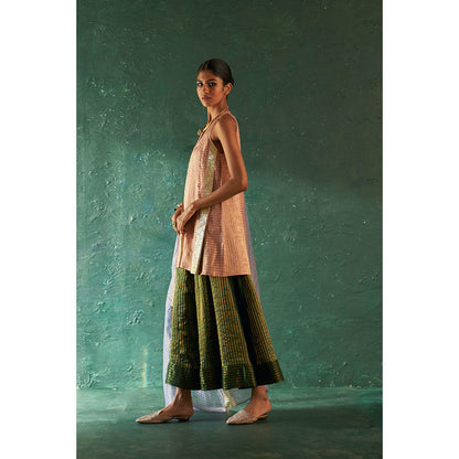 Charkhee Midas Tissue Stripes Palazzo Kurta With Dupatta (Set of 3)