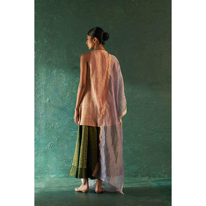 Charkhee Midas Tissue Stripes Palazzo Kurta With Dupatta (Set of 3)