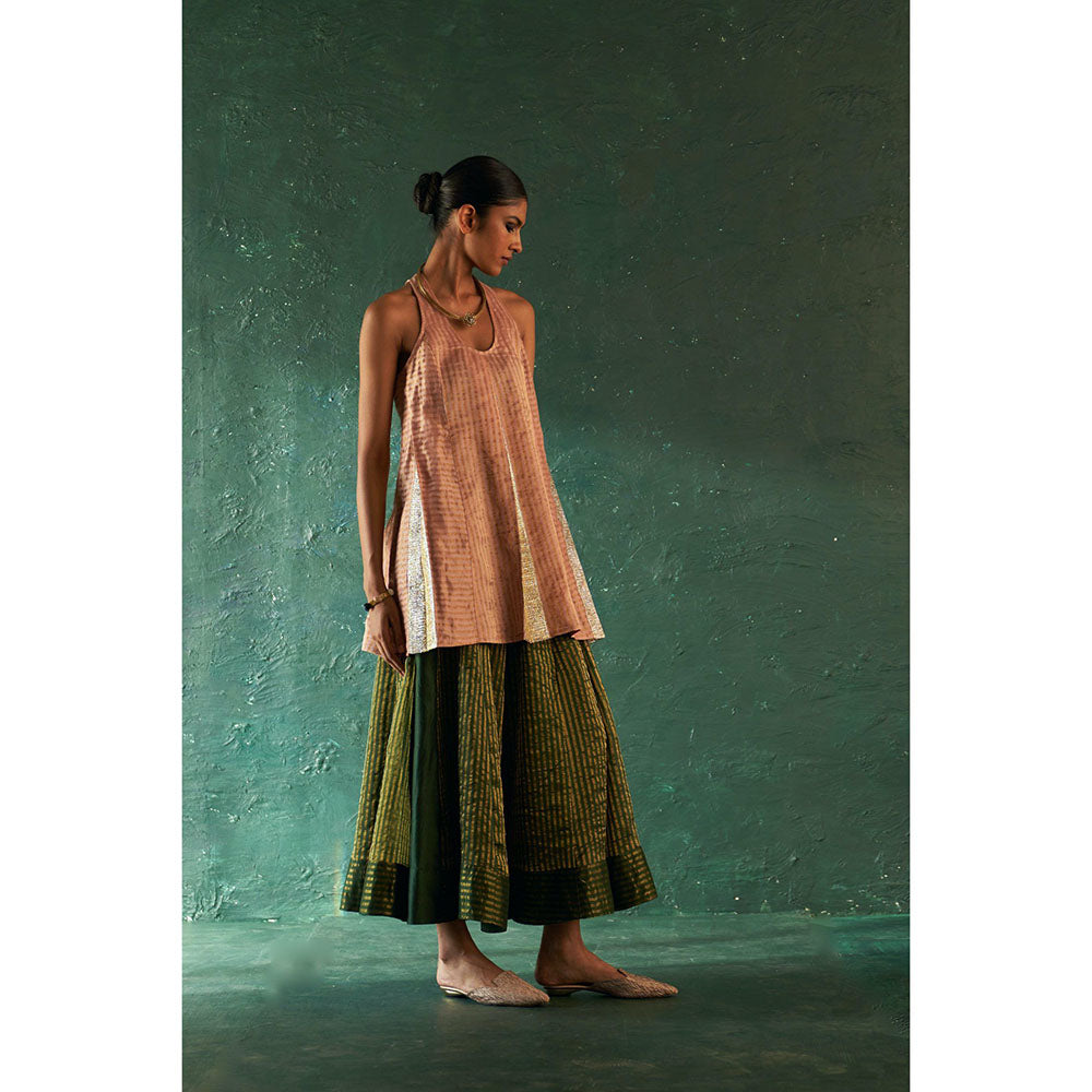 Charkhee Midas Tissue Stripes Palazzo Kurta With Dupatta (Set of 3)