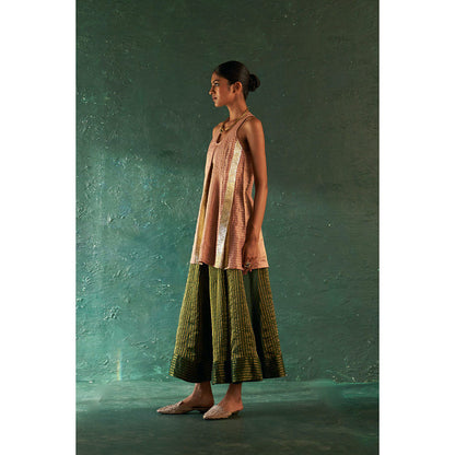 Charkhee Midas Tissue Stripes Palazzo Kurta With Dupatta (Set of 3)