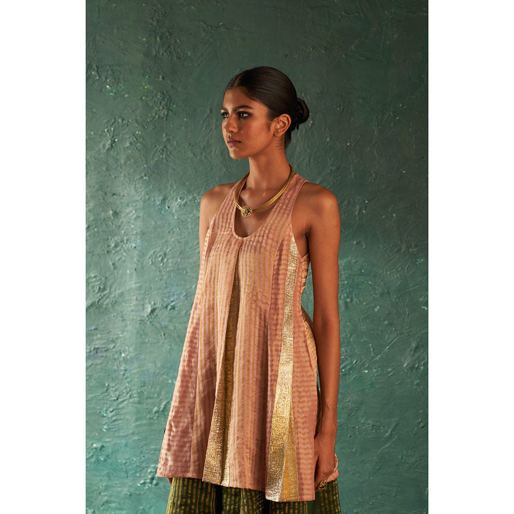 Charkhee Midas Tissue Stripes Palazzo Kurta With Dupatta (Set of 3)