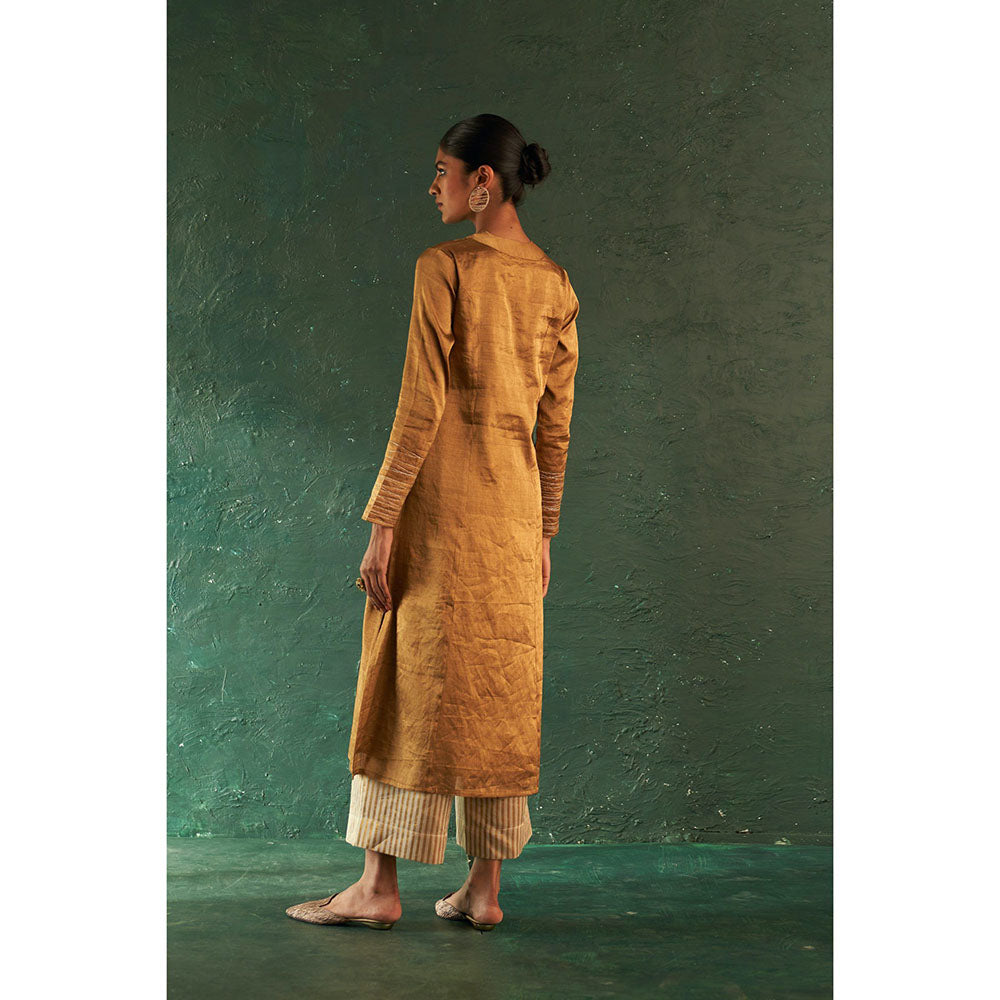 Charkhee Midas Gold Tissue Kurta (Set of 3)