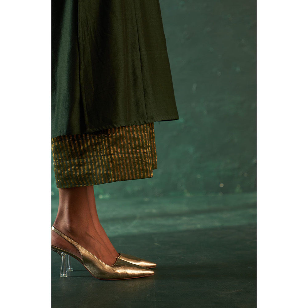 Charkhee Midas Deep Green Chander Kurta (Set of 3)