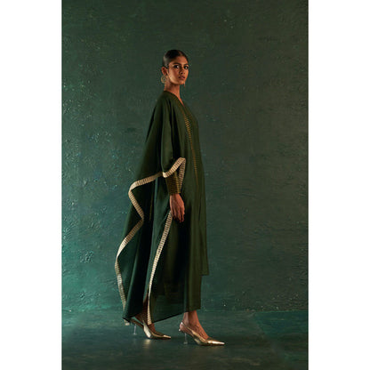 Charkhee Midas Deep Green Chander Kurta (Set of 3)