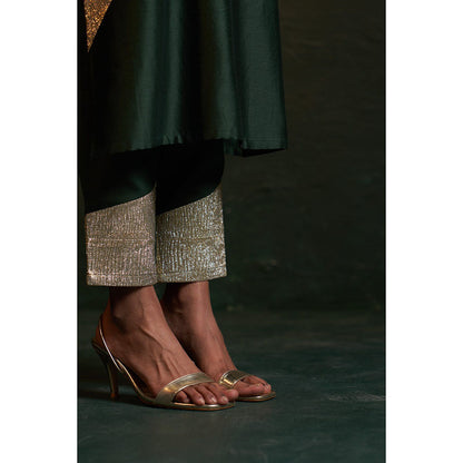 Charkhee Midas Deep Green Chander Sweetheart Kurta (Set of 3)