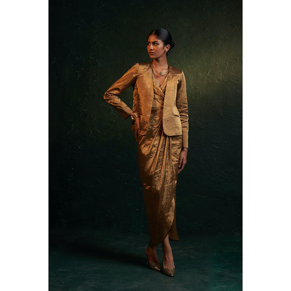 Charkhee Midas Gold Tissue Maxi Dress & Jacket (Set of 2)