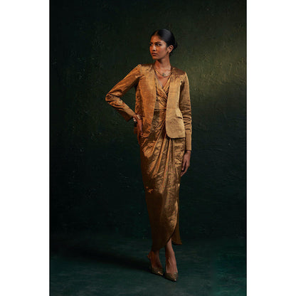 Charkhee Midas Gold Tissue Maxi Dress & Jacket (Set of 2)