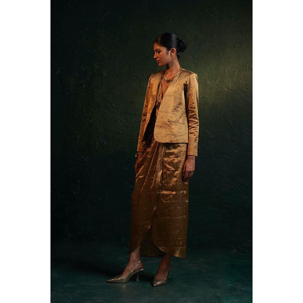 Charkhee Midas Gold Tissue Maxi Dress & Jacket (Set of 2)