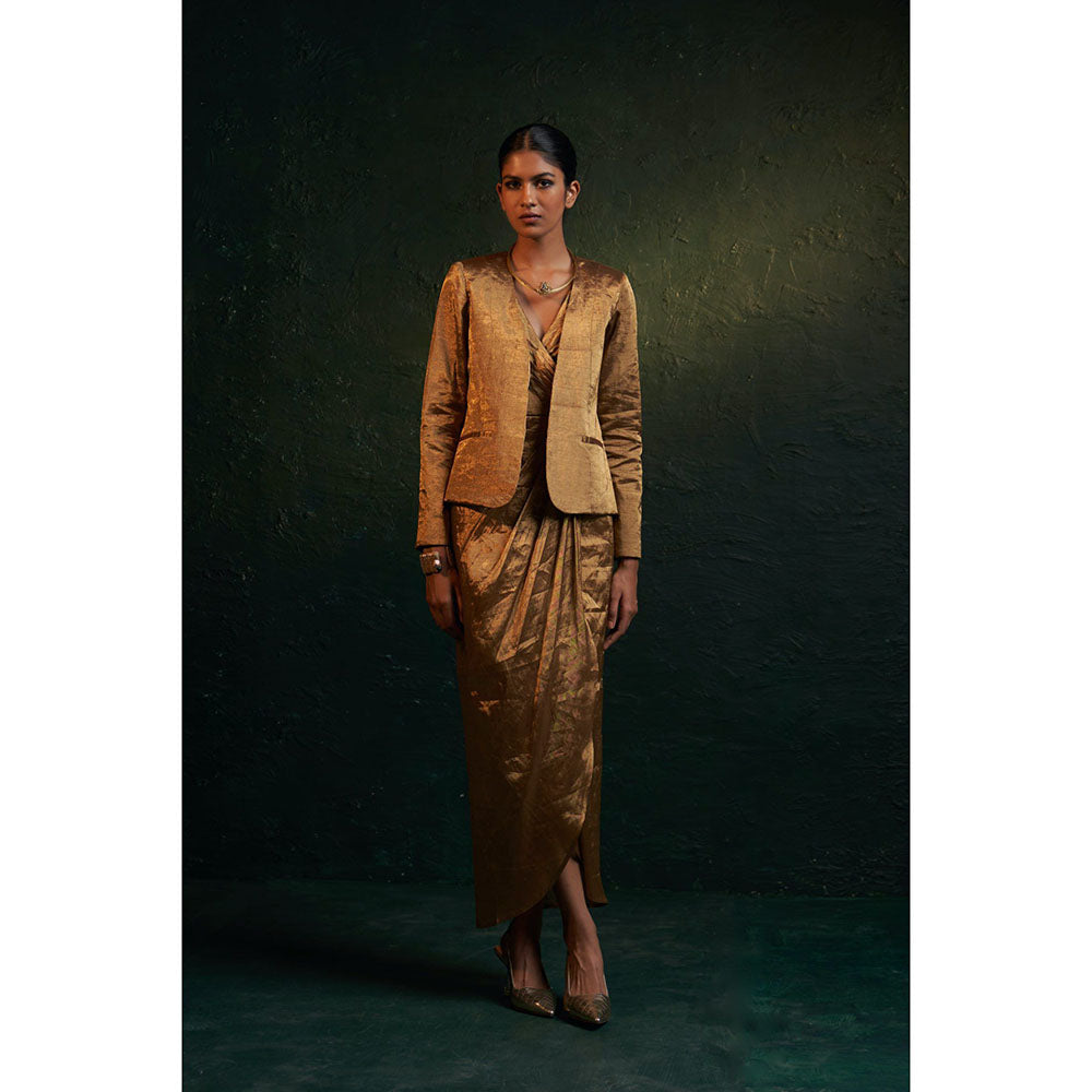 Charkhee Midas Gold Tissue Maxi Dress & Jacket (Set of 2)