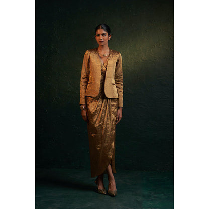Charkhee Midas Gold Tissue Maxi Dress & Jacket (Set of 2)