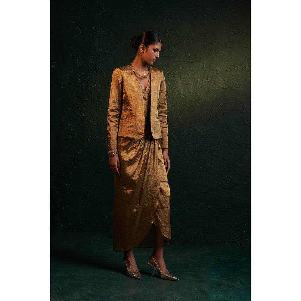 Charkhee Midas Gold Tissue Maxi Dress & Jacket (Set of 2)