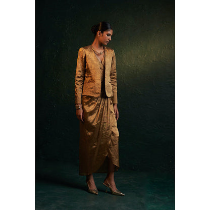 Charkhee Midas Gold Tissue Maxi Dress & Jacket (Set of 2)
