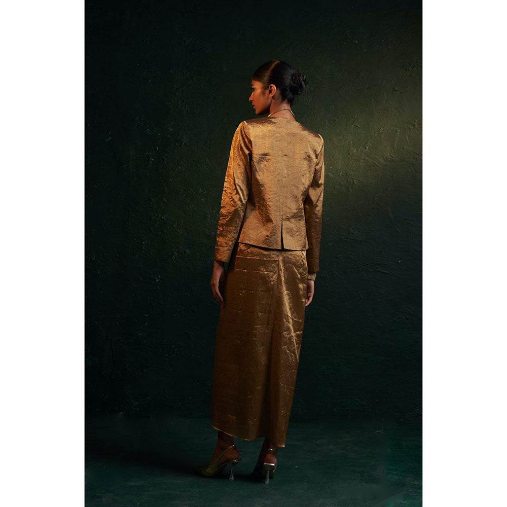 Charkhee Midas Gold Tissue Maxi Dress & Jacket (Set of 2)