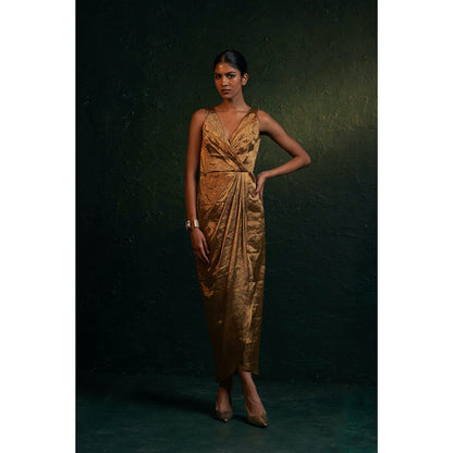 Charkhee Midas Gold Tissue Maxi Dress & Jacket (Set of 2)