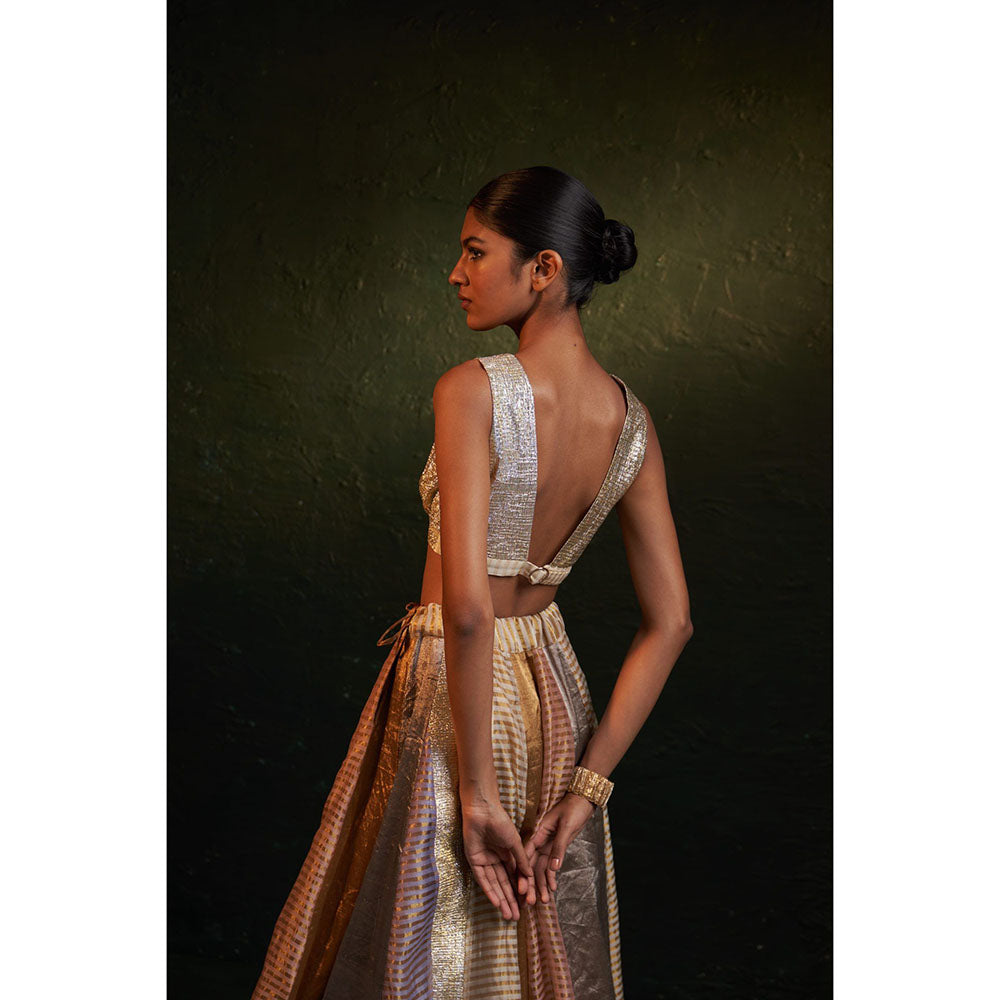 Charkhee Midas Tissue Lehenga (Set of 3)