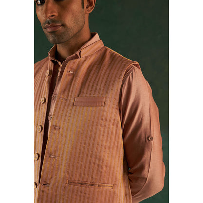 Charkhee Midas Rose Gold Pathani Kurta With Salwar (Set of 2)