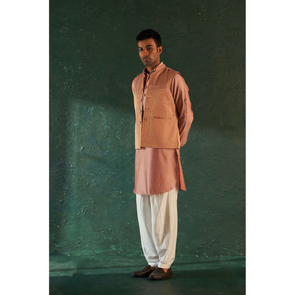 Charkhee Midas Rose Gold Pathani Kurta With Salwar (Set of 2)