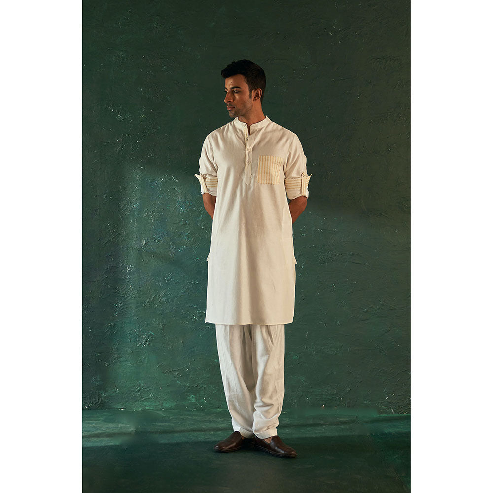 Charkhee Midas Ivory Kurta With Salwar (Set of 2)