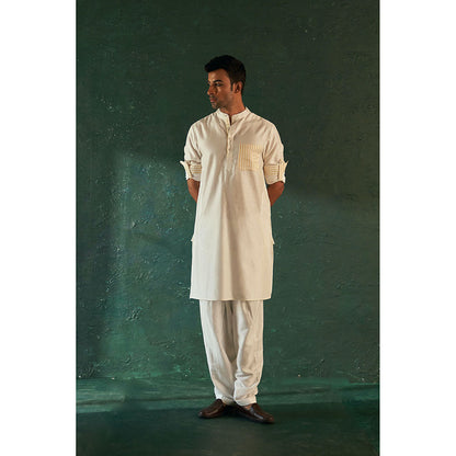 Charkhee Midas Ivory Kurta With Salwar (Set of 2)