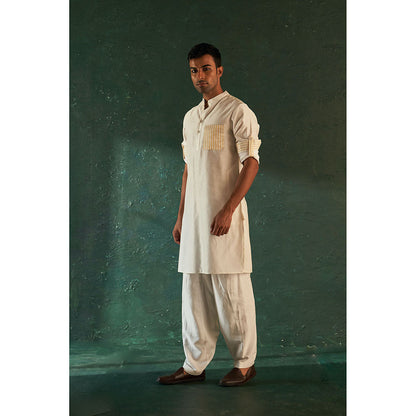 Charkhee Midas Ivory Kurta With Salwar (Set of 2)