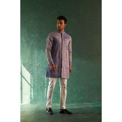 Charkhee Midas Lavender Tissue Stripe Kurta With Pyjama (Set of 2)