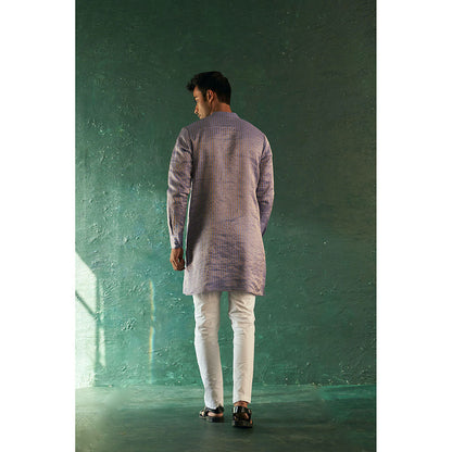Charkhee Midas Lavender Tissue Stripe Kurta With Pyjama (Set of 2)