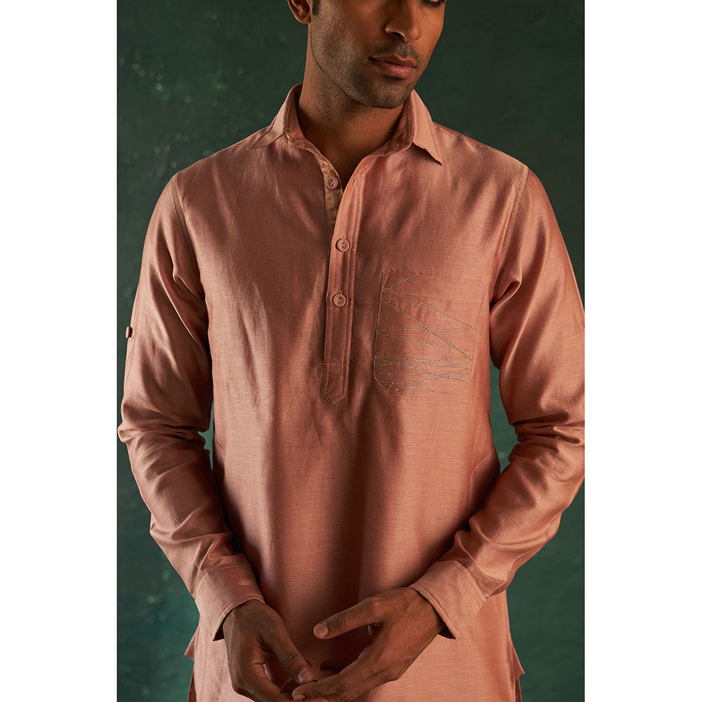 Charkhee Mens Rose Pink Pathani Kurta With Salwar And Jacket (Set of 3)