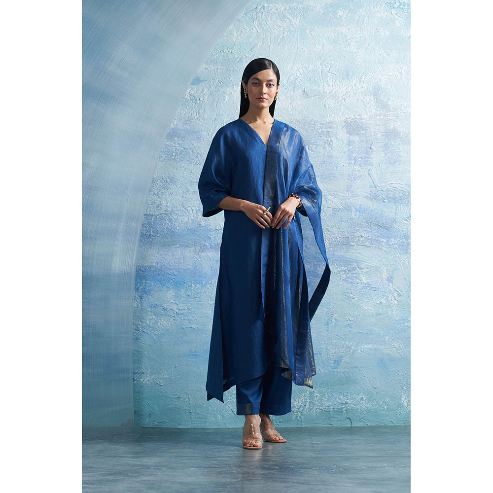 Charkhee Aura Royal Blue Kurta with Pant and Dupatta (Set of 3)