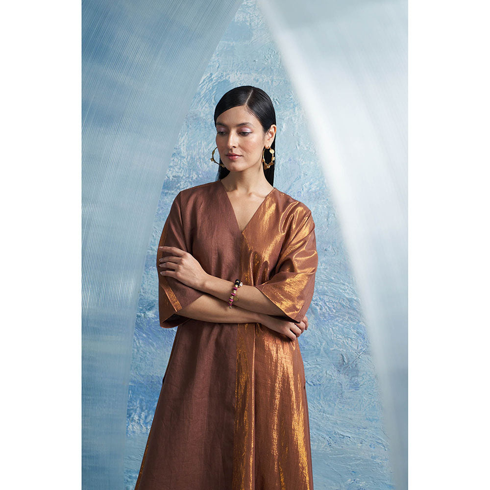 Charkhee Aura Woody Brown Kurta with Pant and Dupatta (Set of 3)