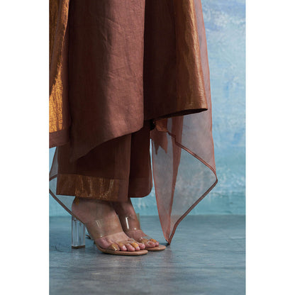 Charkhee Aura Woody Brown Kurta with Pant and Dupatta (Set of 3)