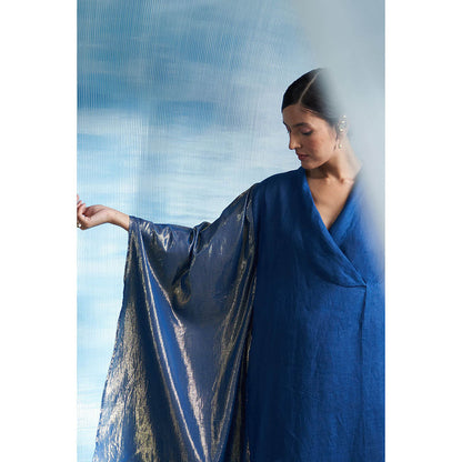 Charkhee Aura Royal Blue Wrap Kurta with Pant (Set of 2)