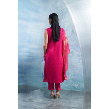 Charkhee Aura Fuchsia Pink Wrap Kurta with Pant (Set of 2)