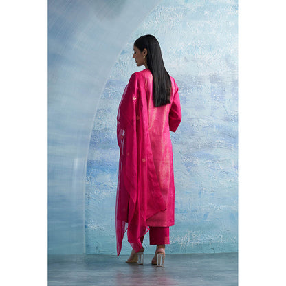 Charkhee Aura Fuchsia Pink Kurta with Palazzo and Dupatta (Set of 3)