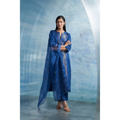 Charkhee Aura Royal Blue Kurta with Palazzo and Dupatta (Set of 3)