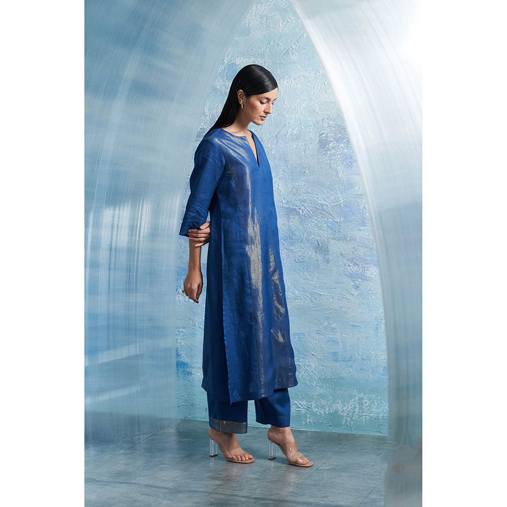Charkhee Aura Royal Blue Kurta with Palazzo and Dupatta (Set of 3)