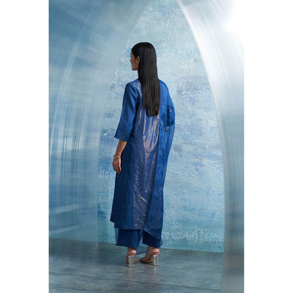 Charkhee Aura Royal Blue Kurta with Palazzo and Dupatta (Set of 3)