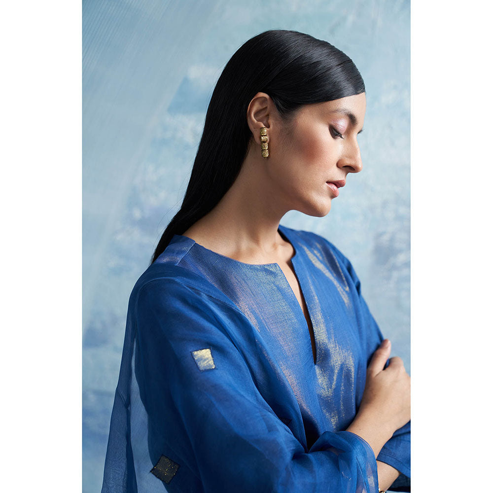 Charkhee Aura Royal Blue Kurta with Palazzo and Dupatta (Set of 3)